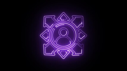 glowing neon research icon isolated, black background, hd motion graphic animation