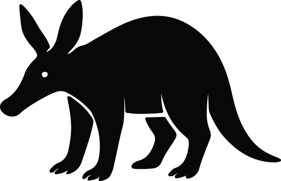 Silhouette aardvark side profile vector illustration