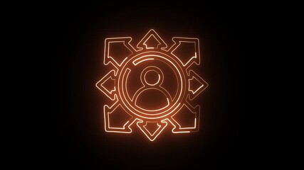 glowing neon research icon isolated, black background, hd motion graphic animation