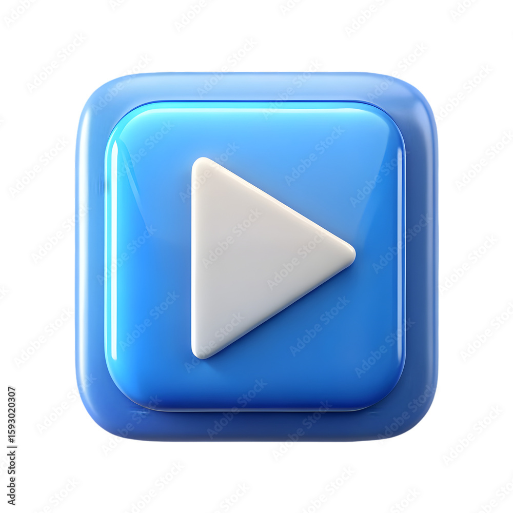 Poster play button icon front view 3d illustration rendering on transparent background for media controls