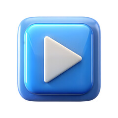 Play button icon front view 3d illustration rendering on transparent background for media controls
