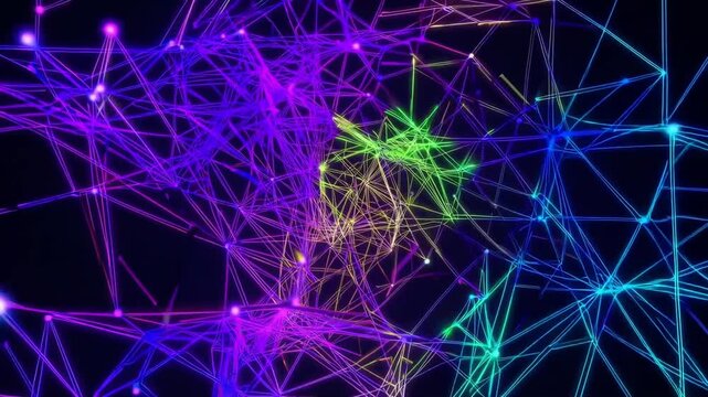 Digital software programming concept with glowing interconnected lines and dots
