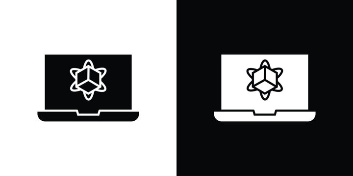 Computer simulation icon collection. Vector icon design template