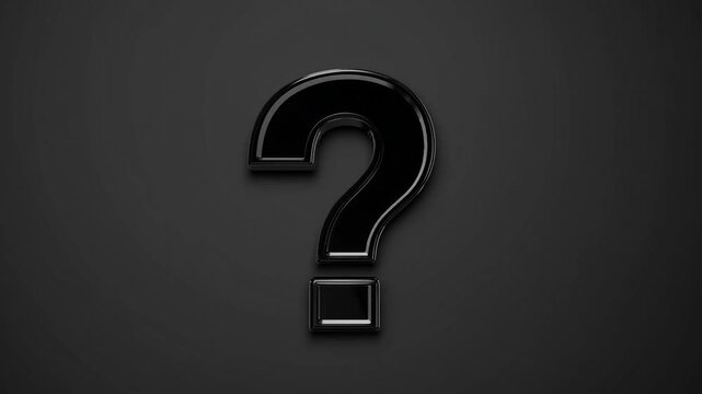 stark black question mark prominently displayed against an equally dark background, evoking curiosity and uncertainty
