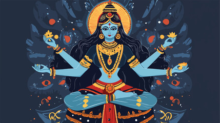 Hindu Goddess Kali Vector Illustration