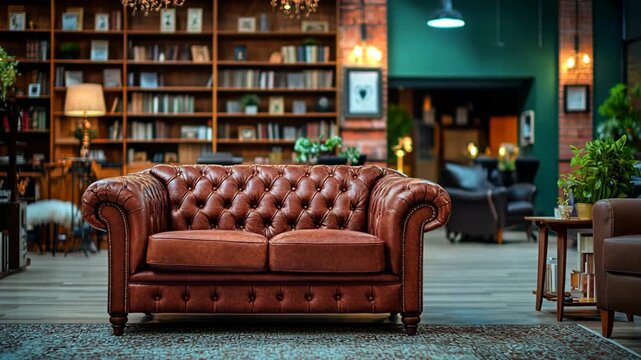 Stylish luxury room interior with Capitone sofa , cozy and luxurious home interior