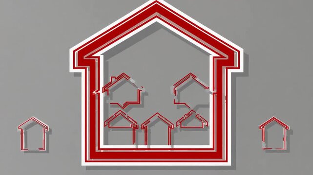 Conceptual illustration of ascending house outlines, representing the idea of home expansion and upsizing