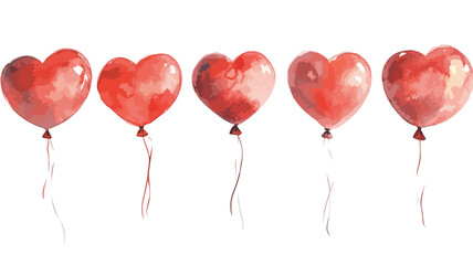 Heart Balloons Watercolor Illustration