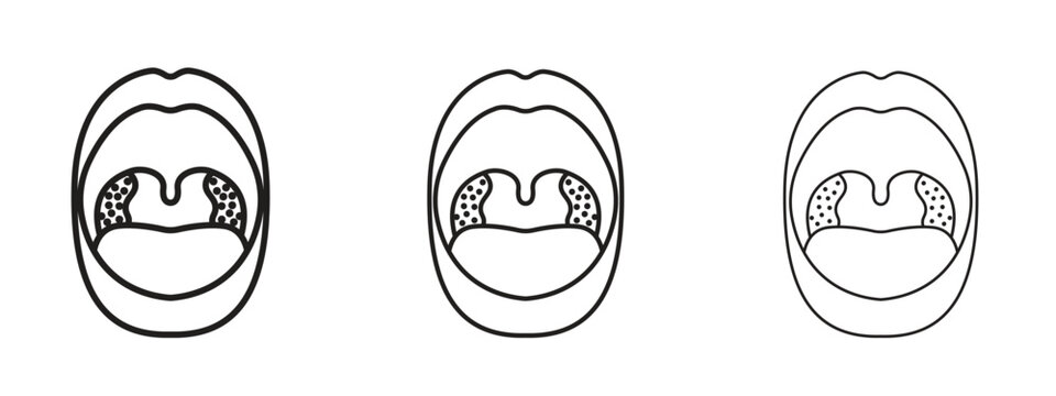 Tonsillitis icon in trendy line style. icon illustrations