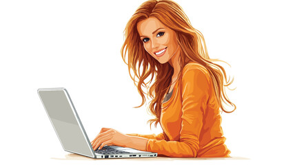 Professional Woman Using Laptop in Centered Composition