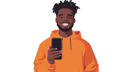 Happy Young Black Man Phone Portrait