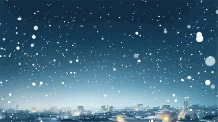 Winter Night Snow Background Wide Angle