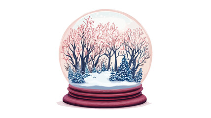 Festive Christmas Snow Globe Ornament Illustration
