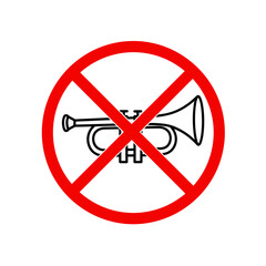 No trumpets allowed A symbol of silence and respect promoting tranquility on a white background with