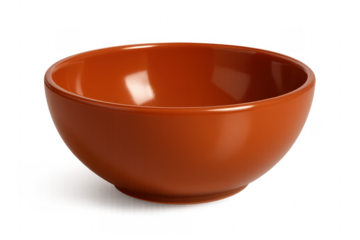 Empty orange bowl isolated on transparent background, ready to be filled