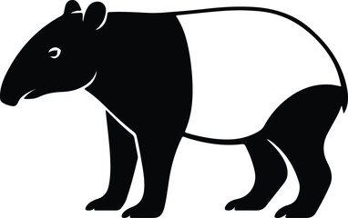 Silhouette Malayan tapir mammal wildlife standing isolated Vector Illustrator