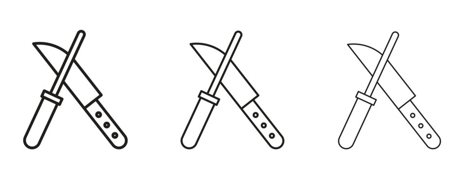 Knife sharpener icon in trendy line style. icon illustrations