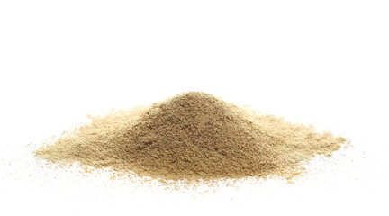 Cardamom ground pile isolated on white background, side view