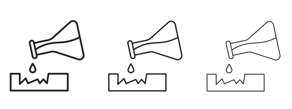 Corrosive substance icon in trendy line style. icon illustrations
