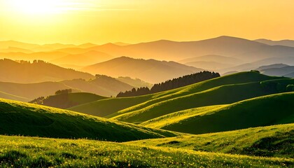 Fototapeta premium Sunrise over rolling hills