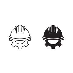 Hard hat and gear icon helmet industry