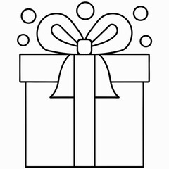 Gift box with ribbon icon in monochrome outline