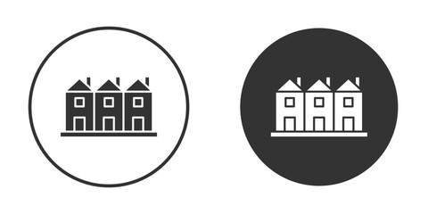 Terraced Houses icon. Black filled vector illustration. vector logo template