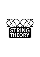 Abstract String Theory Symbol with Intersecting Curves and Bold Typography Isolated on White for Quantum Physics, Cosmology, and Science Communication