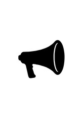 Black Silhouette of Megaphone Speaker Isolated on White Background for Communication, Protest, Marketing, and Announcement Vector Design Concepts