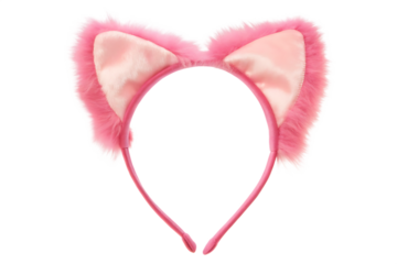 available pink cat ears headband isolated on white background PNG, AI GENERATED