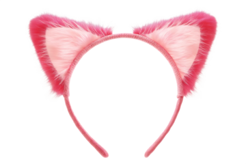 available pink cat ears headband isolated on white background PNG, AI GENERATED