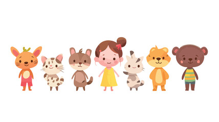 Fototapeta premium Adorable Baby Characters on White Background