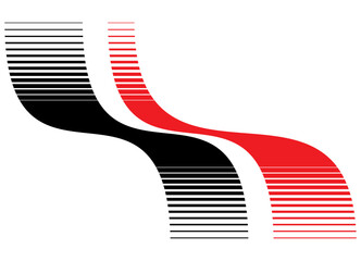 Wavy Vector red-black dynamic pattern on a white background. Striped Vector background. Design element. For car body, motorcycle, sportswear, toy