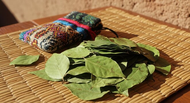 Cultural Heritage - Coca Leaves and Traditional Woven Pouch