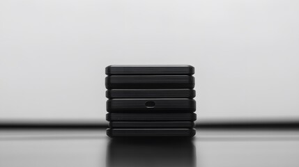 Stacked Black Cubes Abstract Minimalist Product Photography