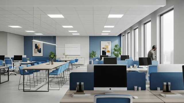 Modern Office Space with Collaborative Work Areas