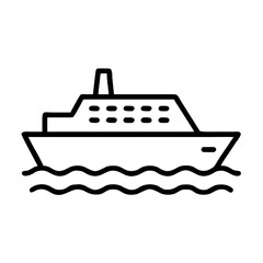 Cruise ship, minimalistic outline, black and white colors, maritime transport concept