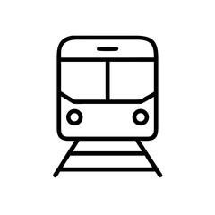 Passenger train front view, minimalistic outline, black and white colors, rail transport concept