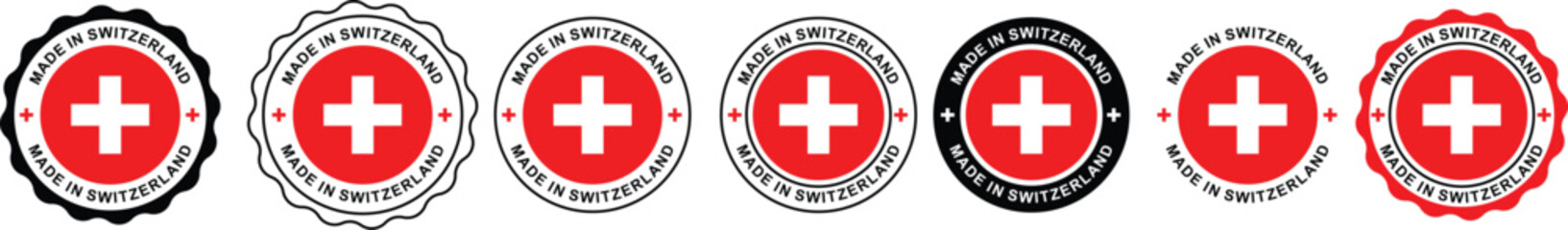 Obraz premium Made in Switzerland Label Icon – Swiss Product Badge