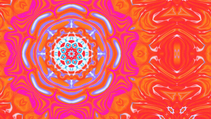 Abstract Radiant Burst with Soft Grain Texture, Symmetrical Glow Pattern in Psychedelic Style, Radiating Circular Abstract with Subtle Noise, Kaleidoscopic Starburst with Gradient Flow