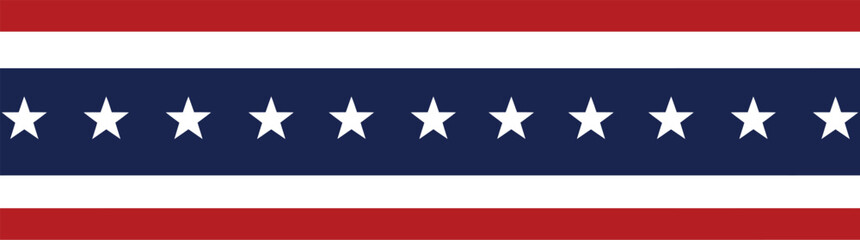 USA Patriotic Banner with Stars and Stripes – American Flag Style Horizontal Vector for Independence Day, Elections, and National Events