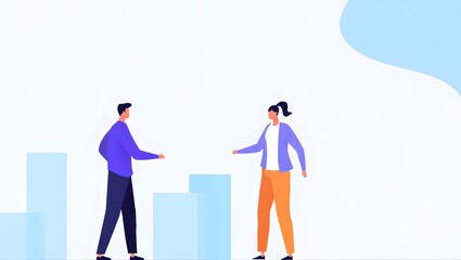 Business Growth - Male and Female Discussing Progress Charts