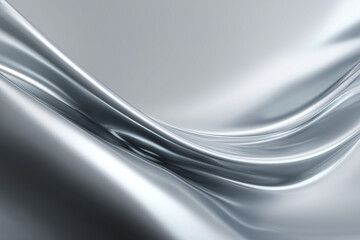 Smooth flowing silver metallic abstract background with elegant curves and glossy reflective surface