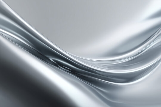 Smooth flowing silver metallic abstract background with elegant curves and glossy reflective surface