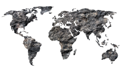 World map on grunge black stone surface	
