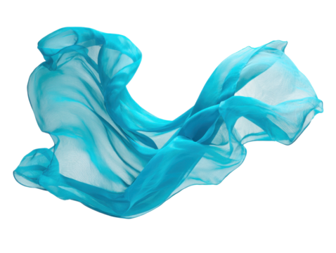 Flowing turquoise fabric movement studio abstract art isolated view. Isolated on transparent background, png. - Powered by Adobe