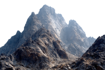 Rocky mountain landscape in high altitude nature photography scenic. Isolated on transparent background, png.
