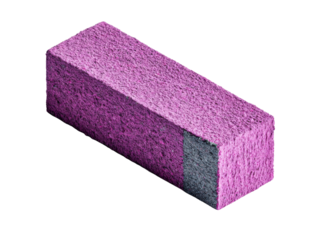 Creative uses of pink eraser classroom art supplies indoor close-up. Isolated on transparent background, png.