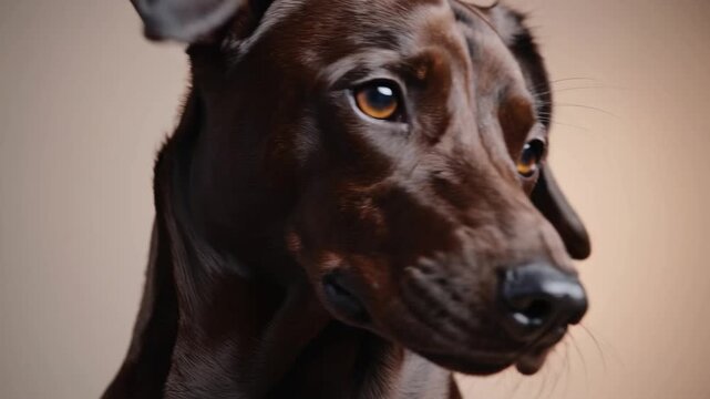 Close-Up Portrait of Purebred Brown Kurzhaar Drathaar Dog Showcasing Breed Beauty and Pet Companionship