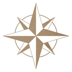 icon of compass rose on old brown grunge paper